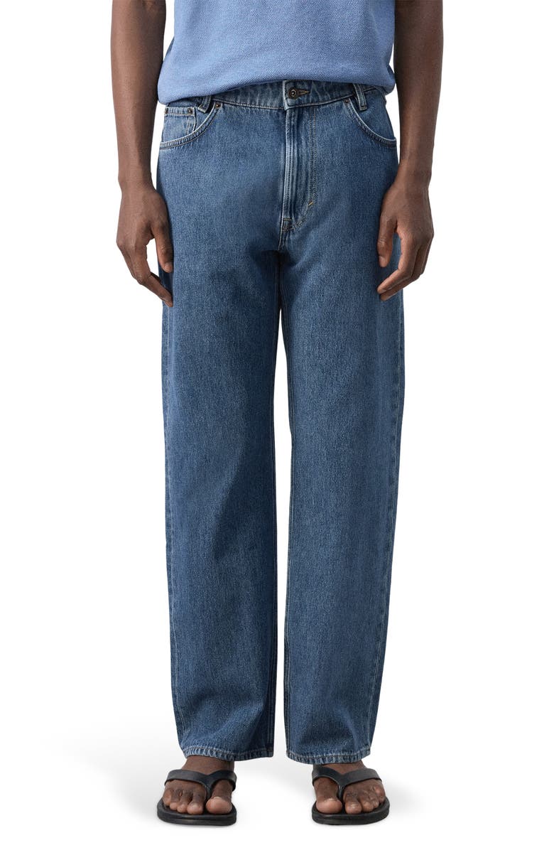 MANGO Relaxed Straight Leg Jeans, Main, color, Dark Blue