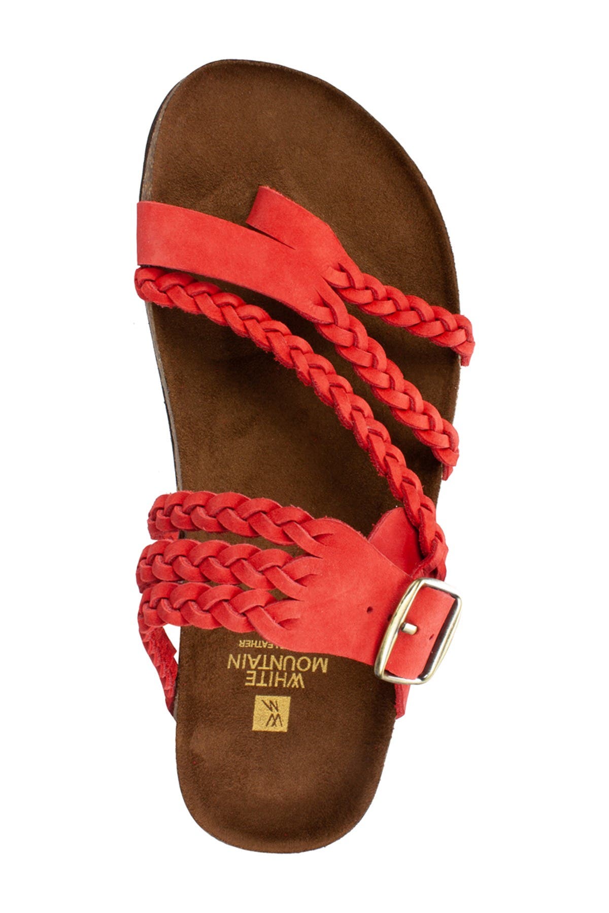 Hayleigh Braided Leather Footbed Sandal, Alternate, color, RED/NUBUCK