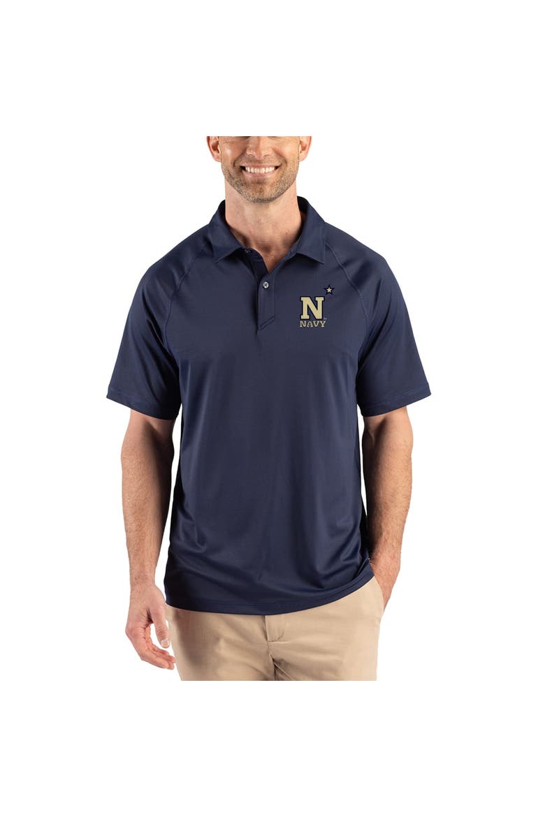 Men's Cutter & Buck Navy Navy Midshipmen Recycled Featherlight Stretch Sport Polo, Main, color, Navy