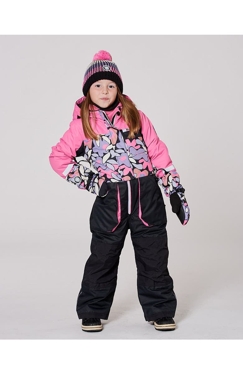 Deux par Deux One-Piece Play Snowsuit Retro Flower, Main, color, Black