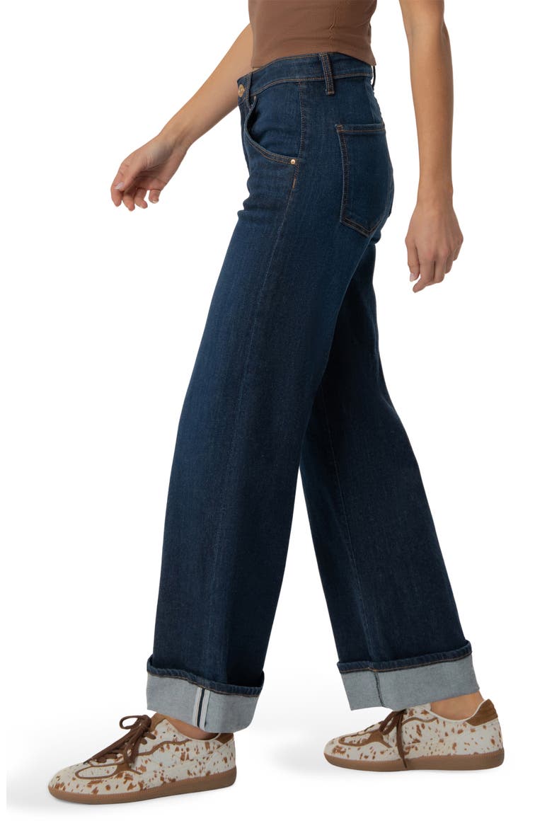 Meg High Waist Cuffed Wide Leg Jeans, Alternate, color, INSURE