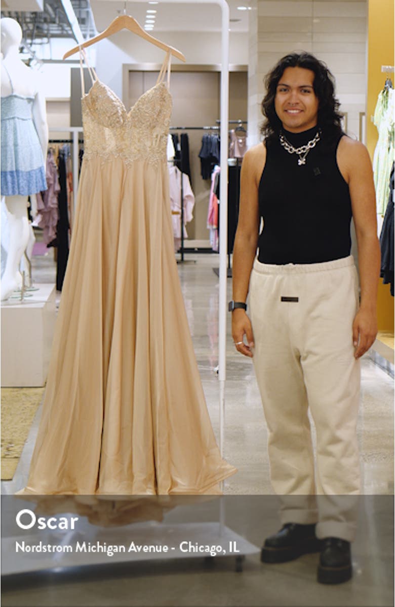 Floral Appliqué Chiffon Gown, sales video thumbnail