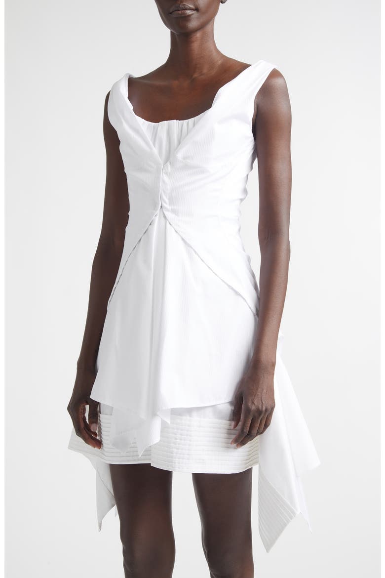 Deconstructed Cotton Poplin Minidress, Alternate, color, OPTICALWHITE
