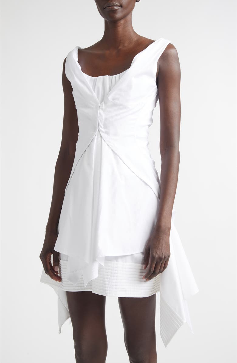McQueen Deconstructed Cotton Poplin Minidress, Alternate, color, Opticalwhite