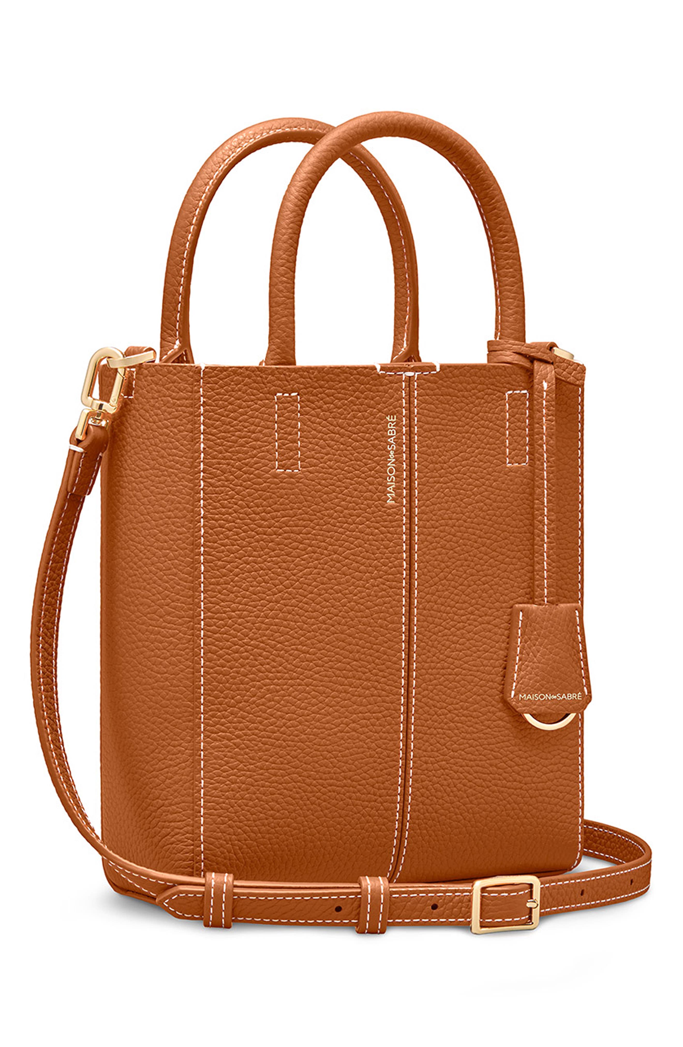 Mini Leather Soft Tote, Alternate, color, Pecan Nude