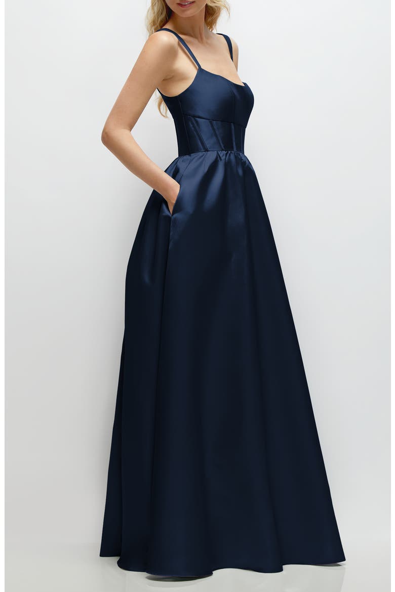 Sleeveless Corset Satin Gown, Alternate, color, MIDNIGHT