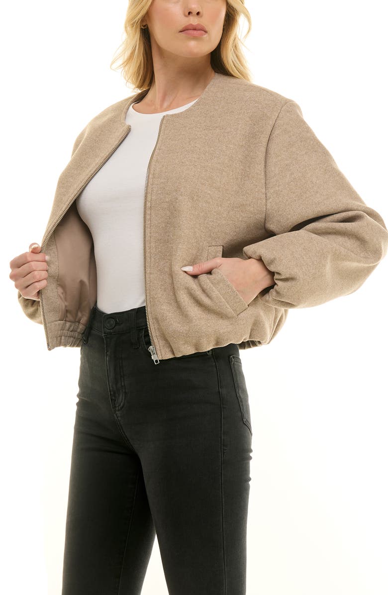 Socialite Bubble Hem Crop Jacket, Alternate, color, Oatmeal