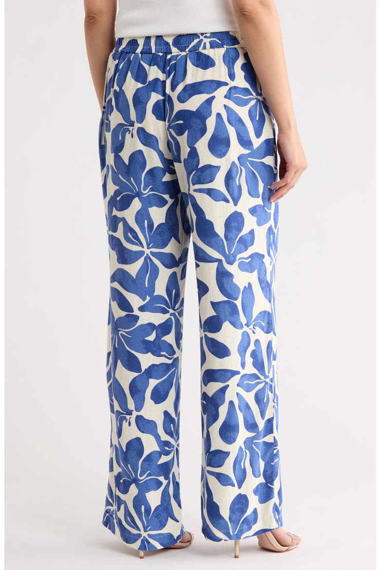 Pull-On Wide Leg Pants, Alternate, color, NATURAL BLUE PRINT