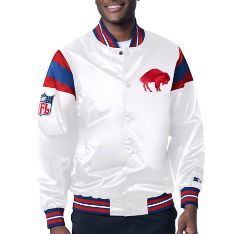 Men's Starter White/Royal Buffalo Bills Vintage Satin Full-Snap Varsity Jacket