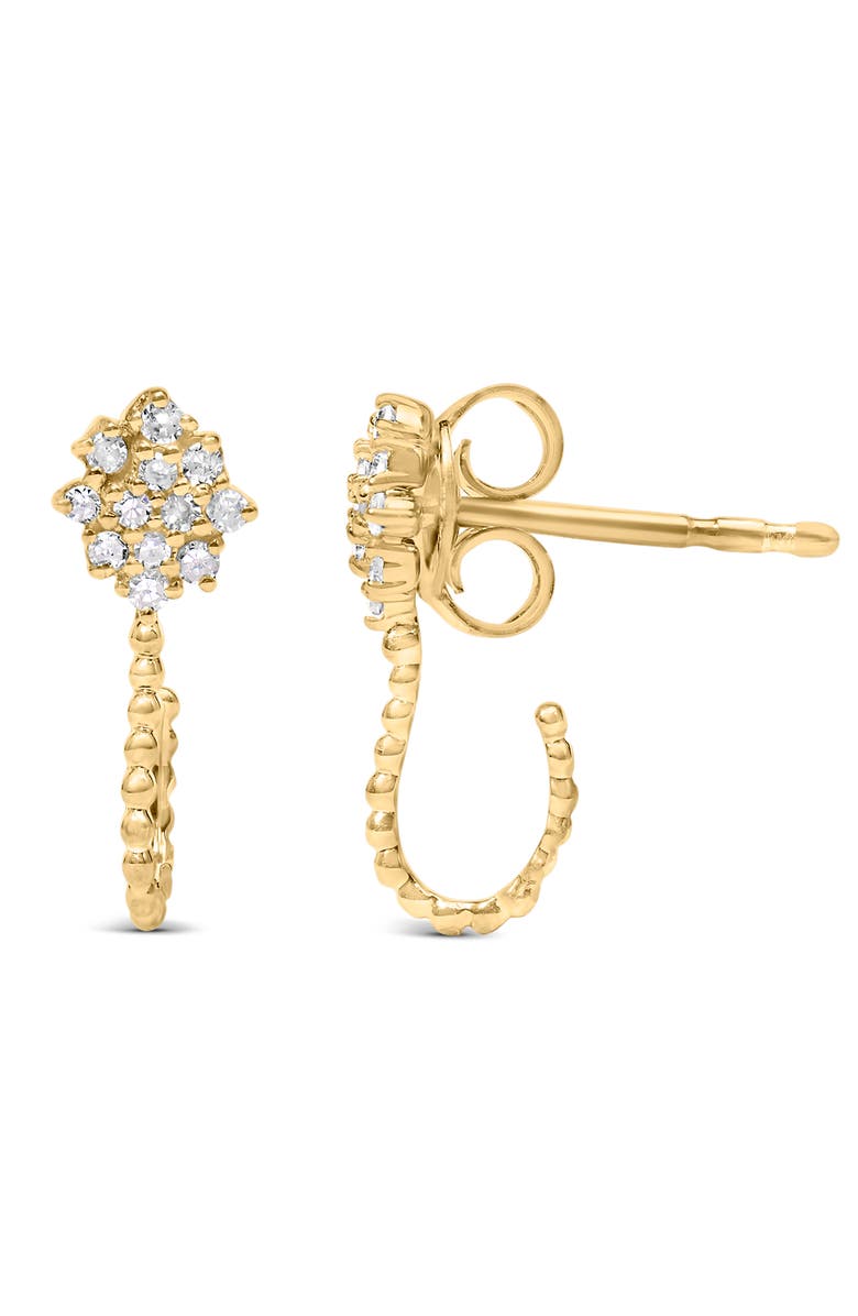 Haus of Brilliance 14K Yellow Gold Plated Silver 1/10 Cttw Diamond Floral Cluster Hoop Stud Earrings, Alternate, color, Yellow