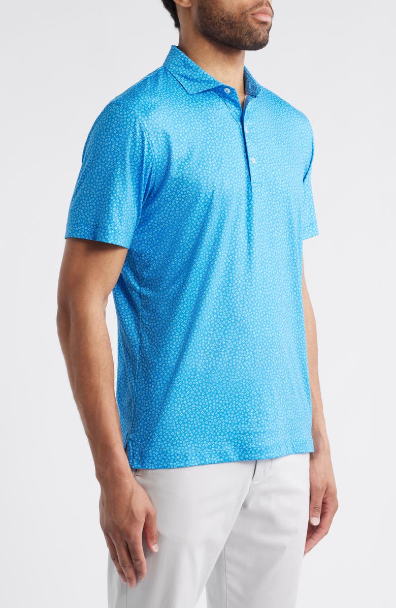 johnnie-O Plumeria Floral Featherweight Performance Polo, Alternate, color, Palisades Blue