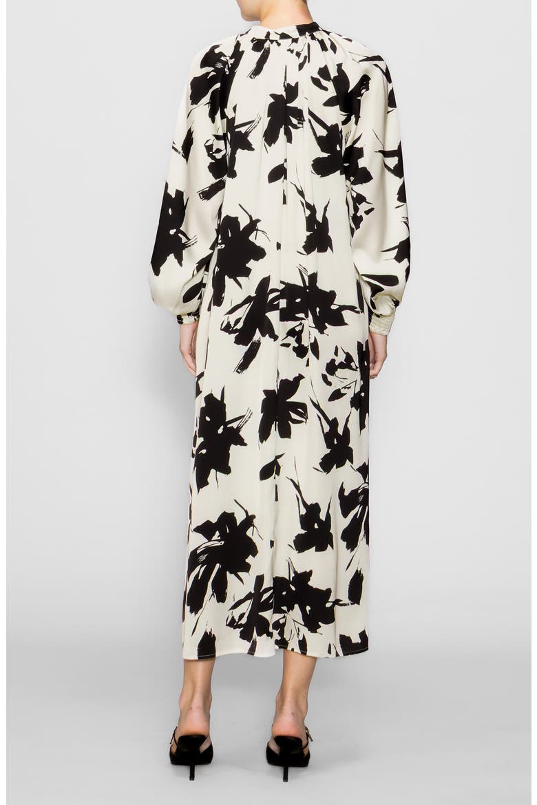 Floral Print Long Sleeve Maxi Dress, Alternate, color, BONE/ BLACK PRINT
