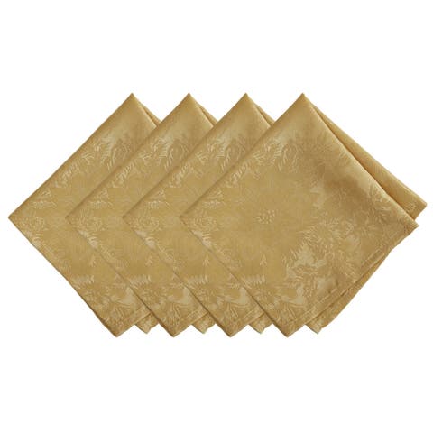 Poinsettia Elegance Jacquard Holiday Napkins Set Of 4