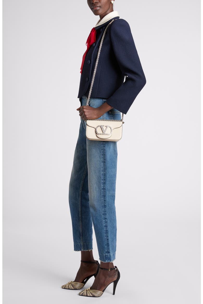 Layered Collar & Bow Wool Crepe Jacket, Alternate, color, NAVY MULTI