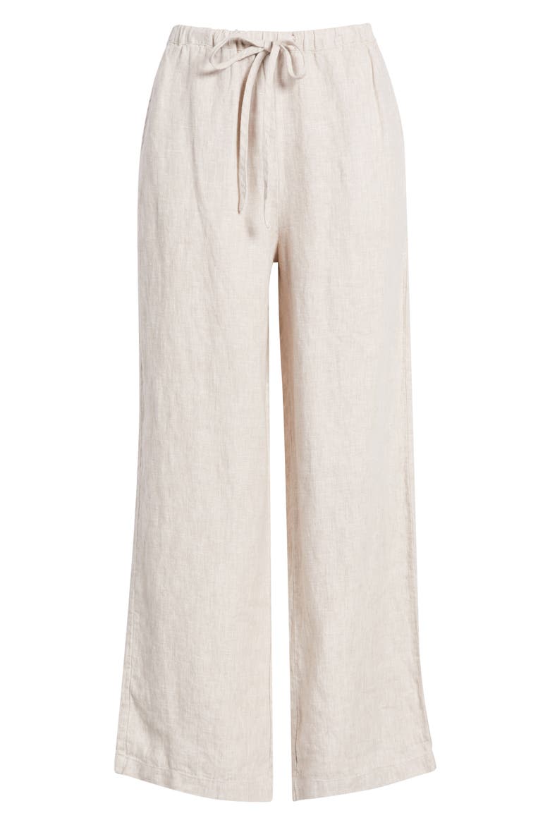 Emmie Linen Drawstring Pants, Alternate, color, HEATHERED FLAX