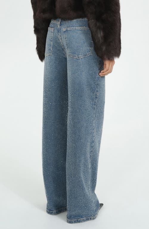 Mango Isla Rhinestone Embellished Wide Leg Jeans