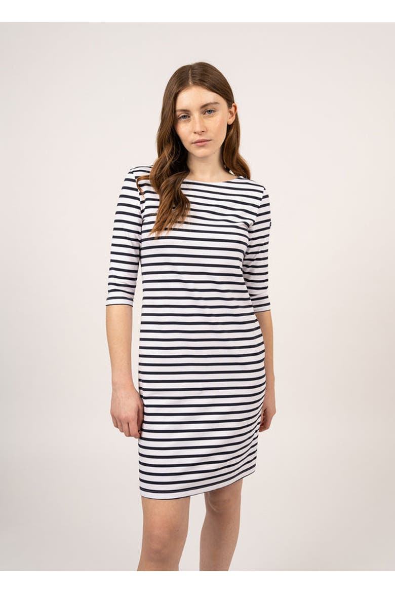 PROPRIANO - UV Fabric Striped Dress, Main, color, white/navy