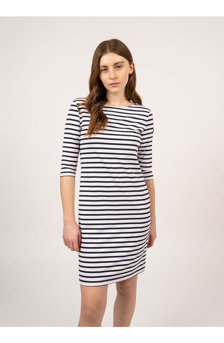 Saint James PROPRIANO - UV Fabric Striped Dress, Main, color, White/Navy