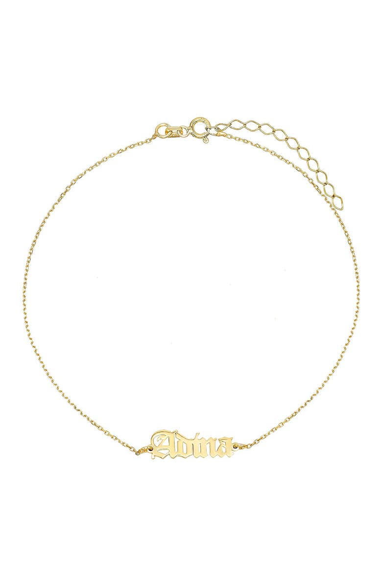 Gothic Nameplate Anklet, Main, color, GOLD