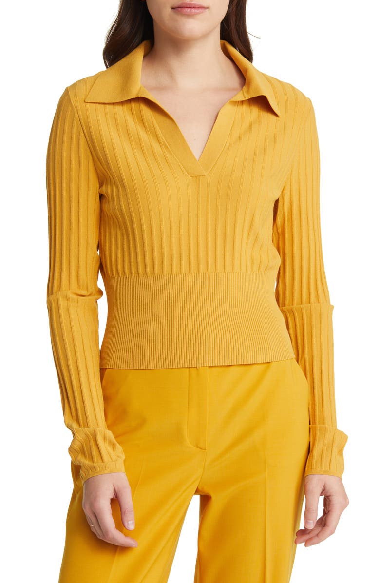 & Other Stories Ribbed Slim Collared Sweater, Main, color,
