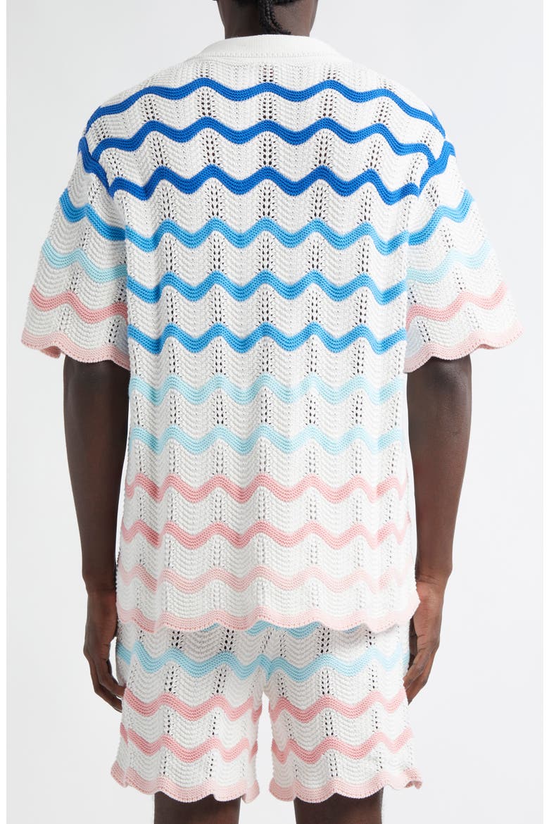 Gradient Wave Crochet Camp Shirt (Men) | Nordstrom