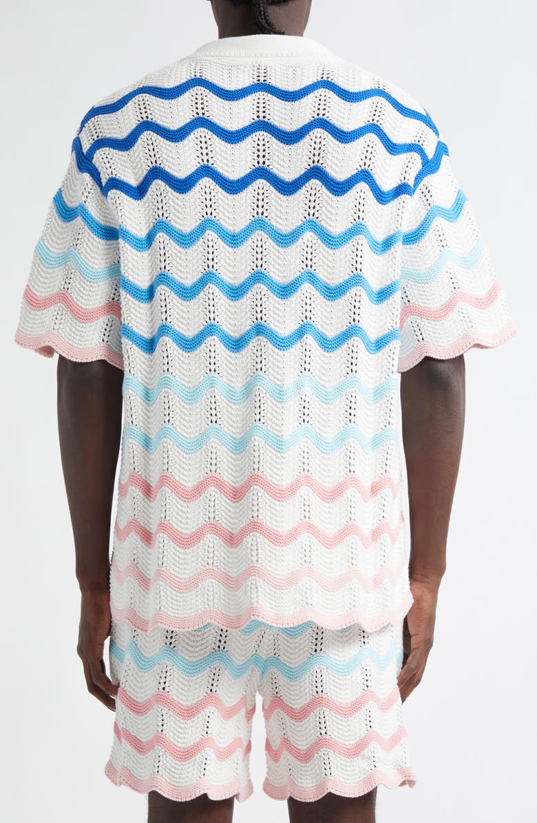 Casablanca Gradient Wave Crochet Camp Shirt, Alternate, color, Multi