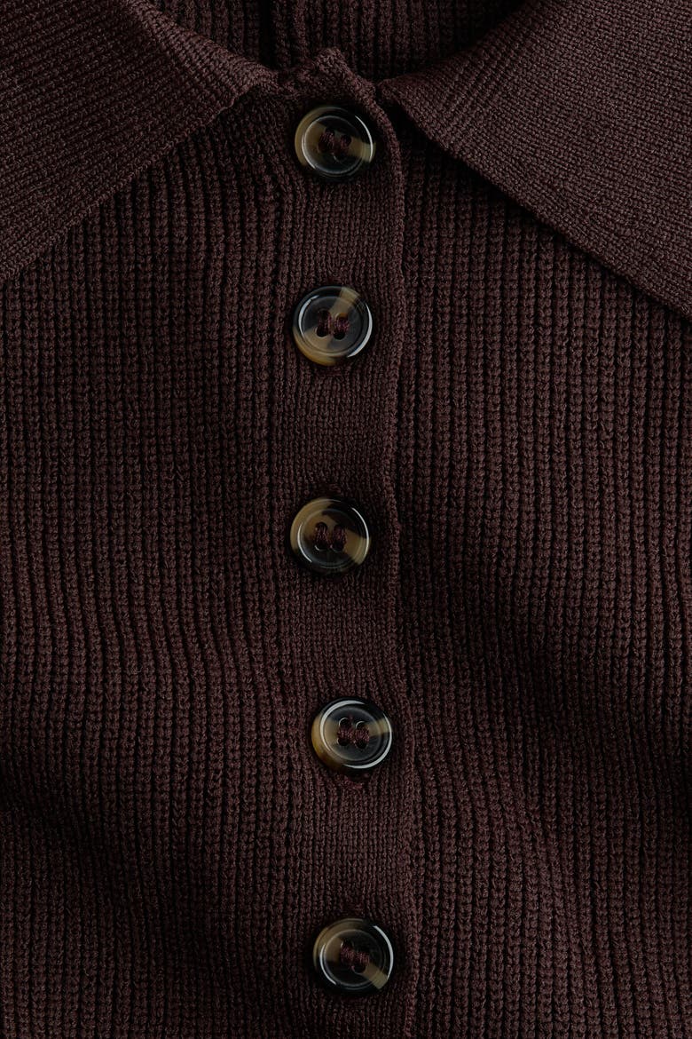 Rib-knit Peplum Top, Alternate, color, Dark brown