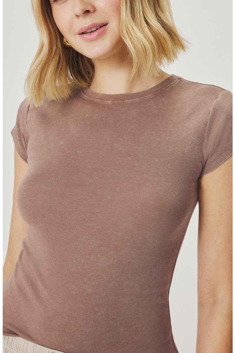 Josie Stretch Jersey T-Shirt, Alternate, color, WICKER BROWN