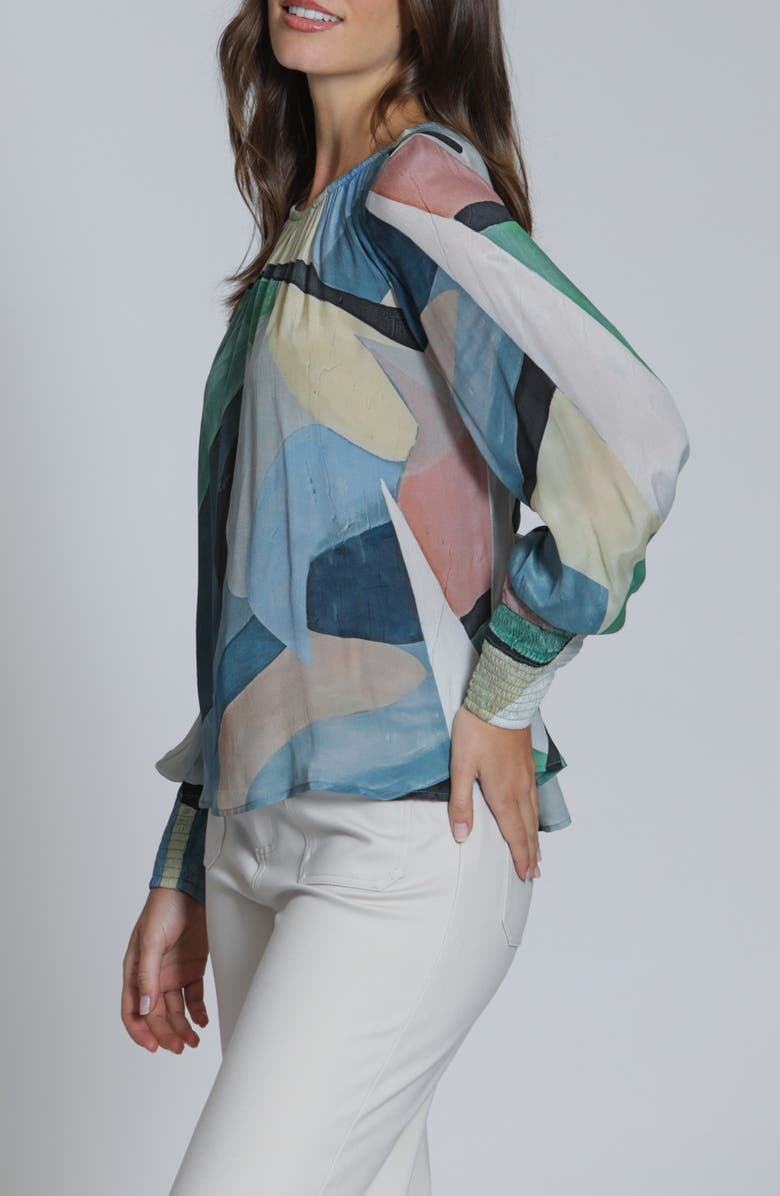 APNY Print Blouson Sleeve Top, Alternate, color, Navy Multi