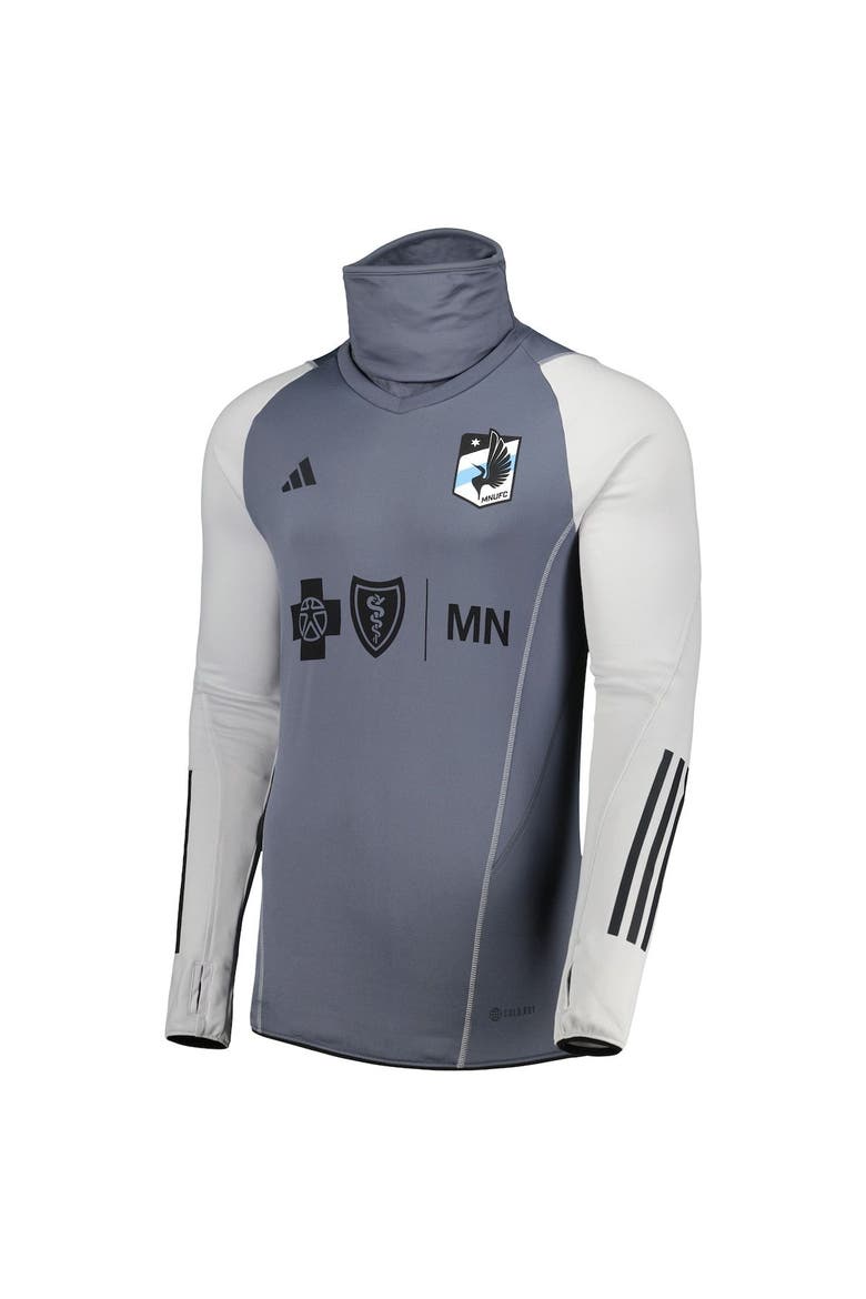 Men's adidas Gray Minnesota United FC Warm Raglan COLD.RDY Top, Alternate, color, Gray