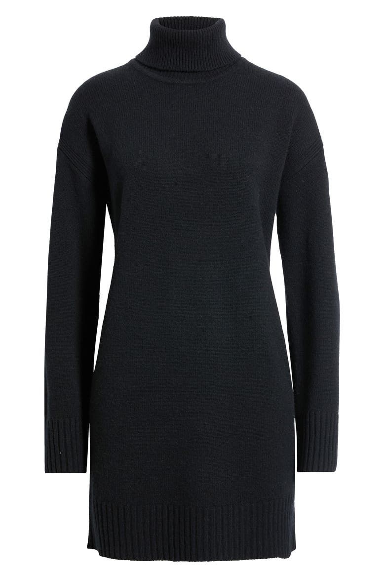 Long Sleeve Wool & Cashmere Sweater Dress, Main, color, BLACK ROCK