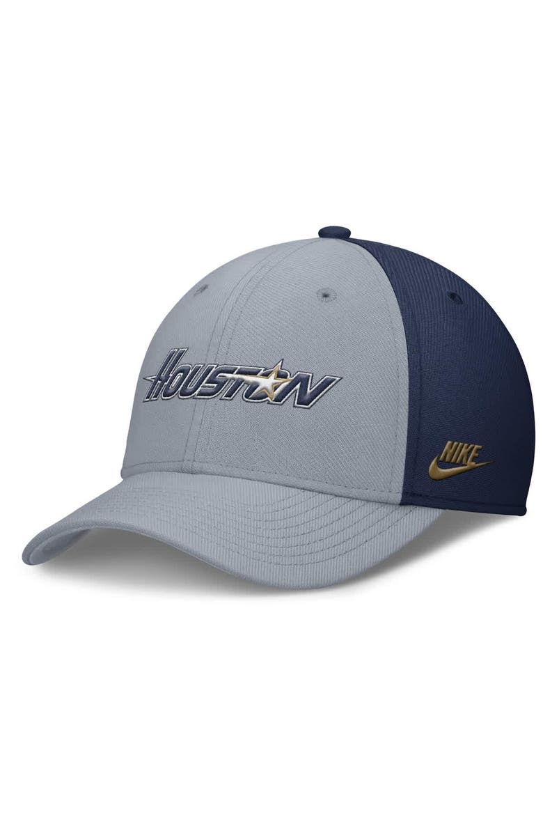 Nike Men's Nike Gray/Navy Houston Astros Rise Swoosh Performance Flex Hat, Main, color, Gray