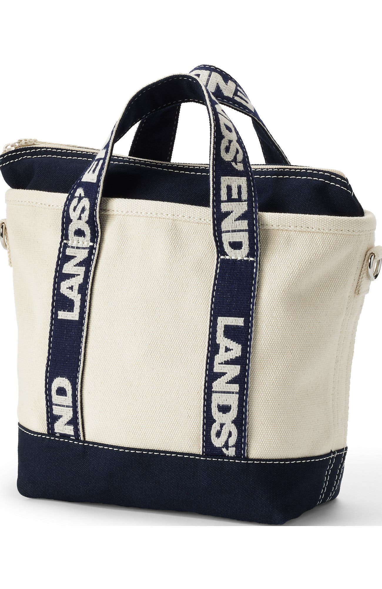 Zip Top Canvas Tote Bag, Alternate, color, Natural/Beacon Blue