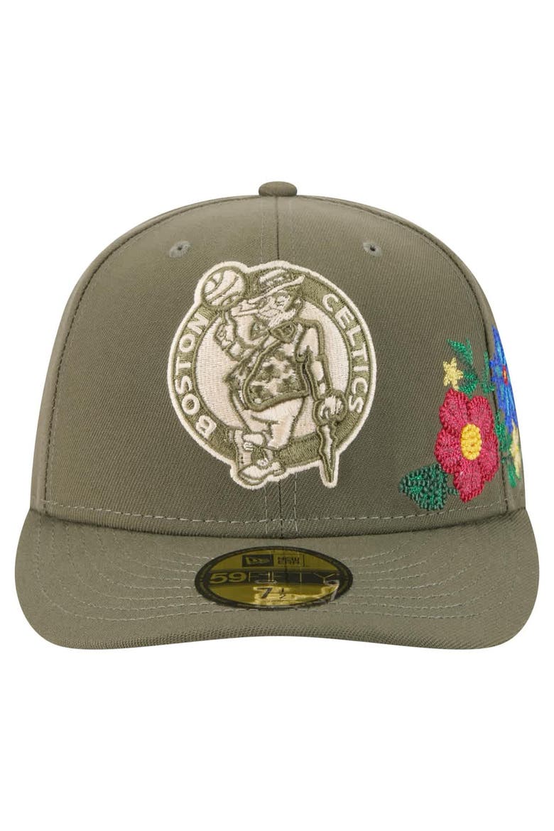 Men's New Era Olive Boston Celtics Tonal Florals 59FIFTY Fitted Hat, Alternate, color, Olive