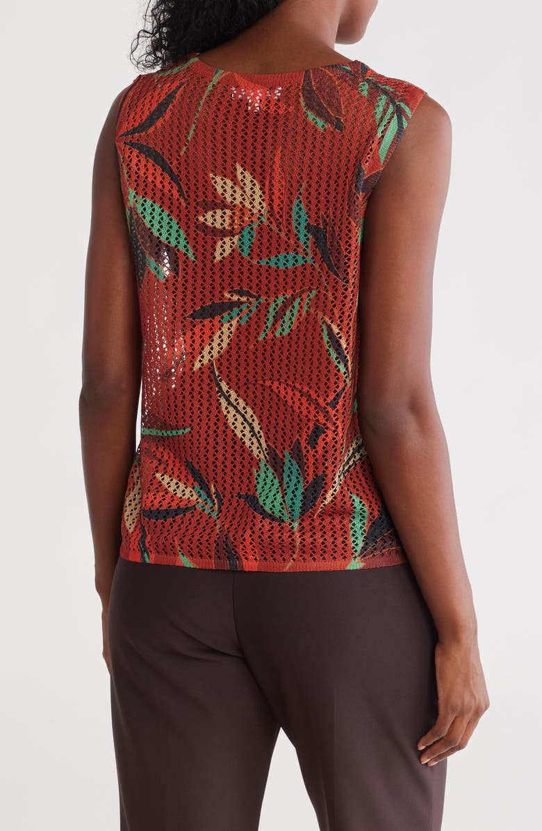 Daniel Rainn Floral Open Knit Sleeveless Sweater, Alternate, color, Red