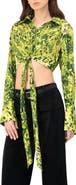 IVONNE Cropped Animal Print Shirt With Waist tie