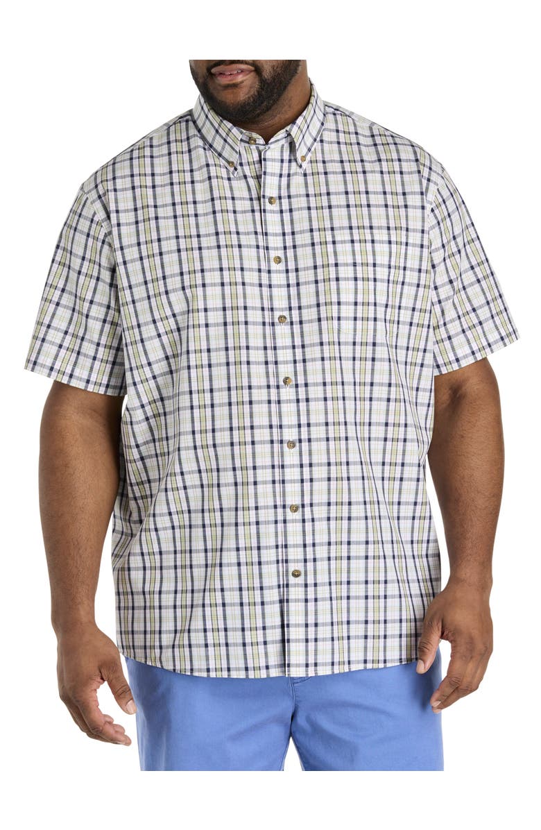 Harbor Bay by DXL Big & Tall Easy-Care Multi Plaid Sport Shirt, Main, color, Green