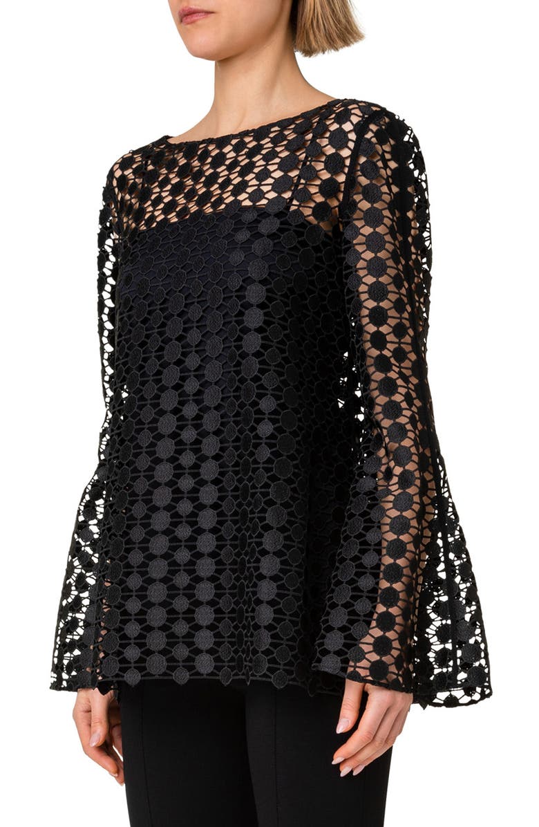 Akris punto Dot Guipure Lace Blouse, Alternate, color, 