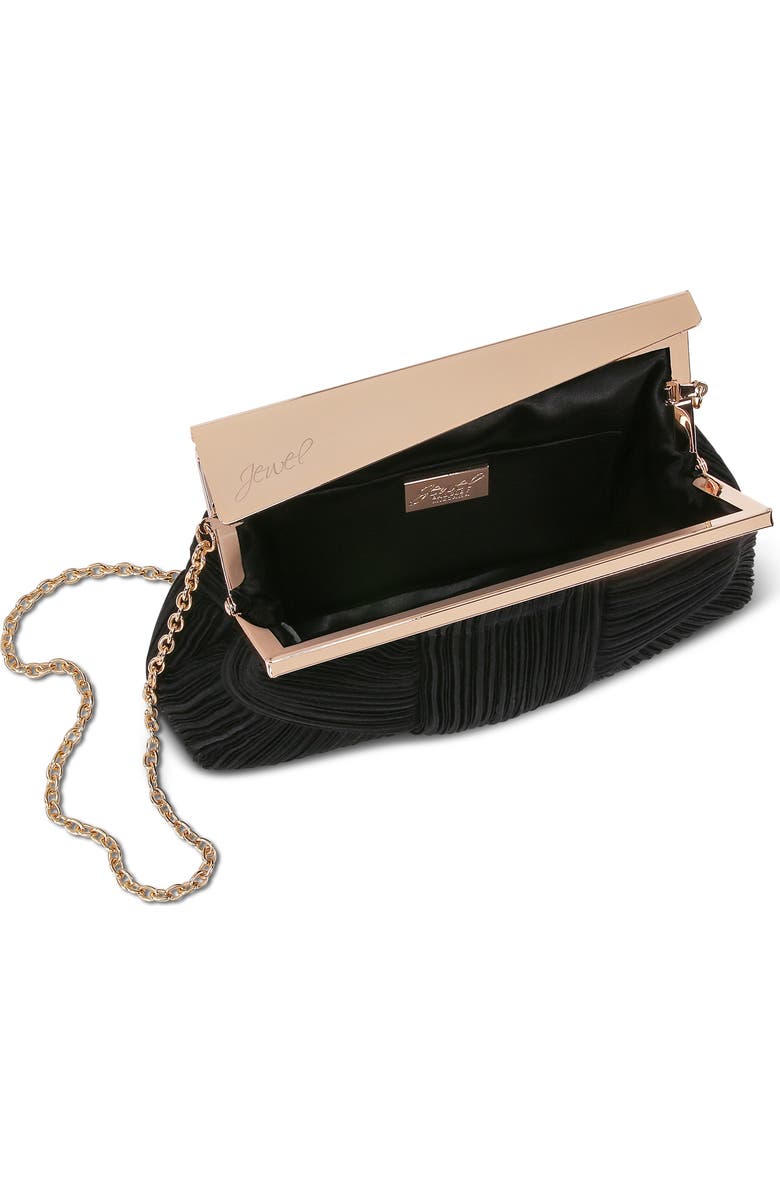 Jewel Badgley Mischka Millie Mini Pleated Clutch, Alternate, color, Black