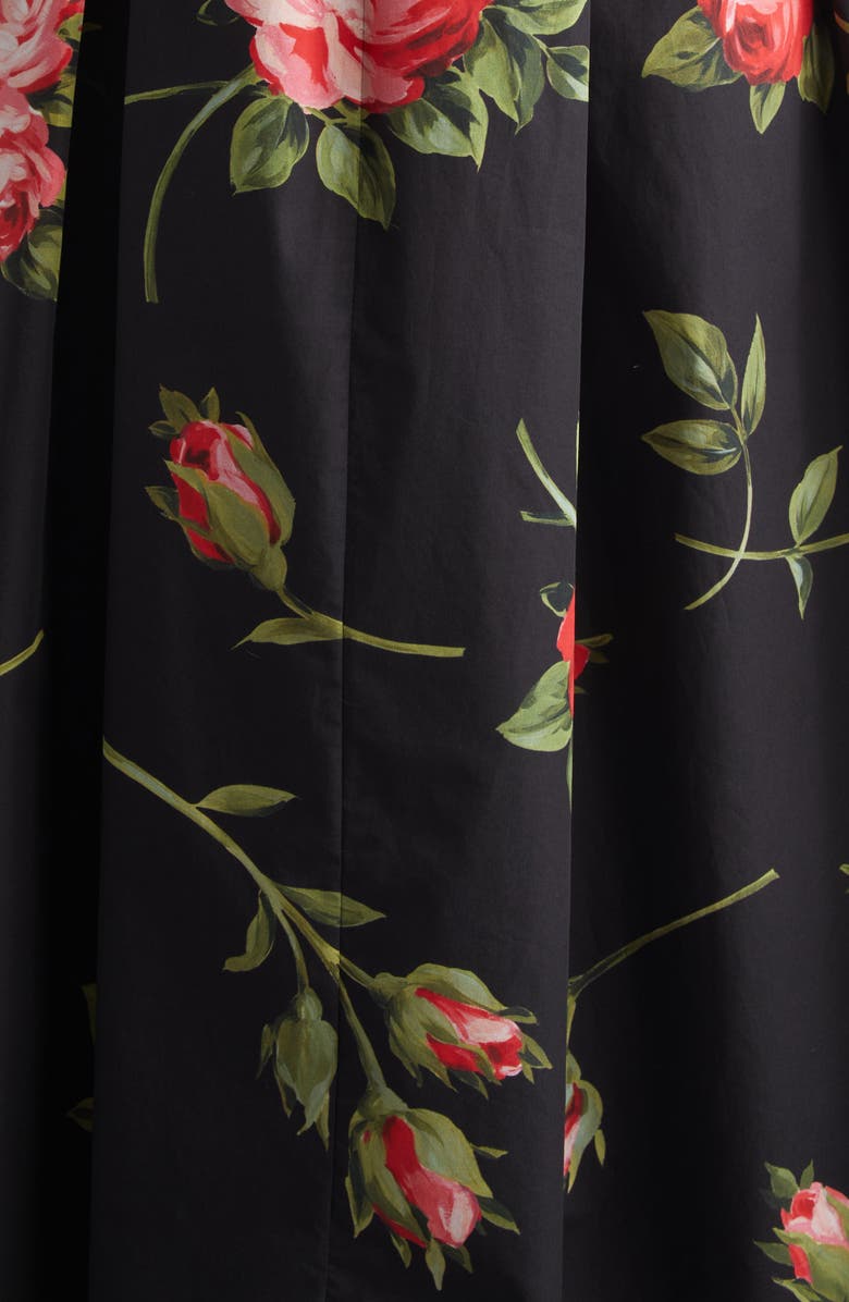 Dolce&Gabbana Rose Print Cotton Poplin Shirtdress, Alternate, color, Bouquet Rose F.nero