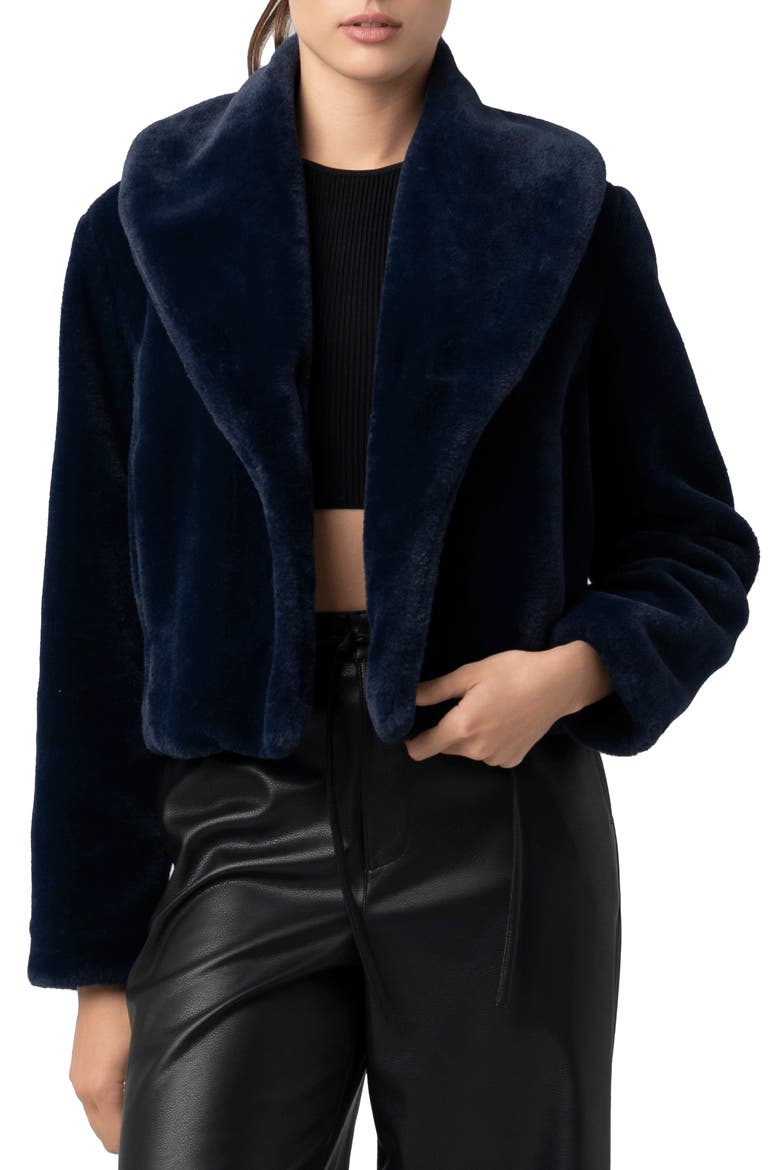 Shawl Collar Faux Fur Jacket, Main, color, FROST BITE