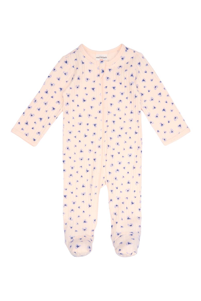 2-Pack Ribbed Zip Up Footies, Alternate, color, LIGHT PURPLE HEARTS