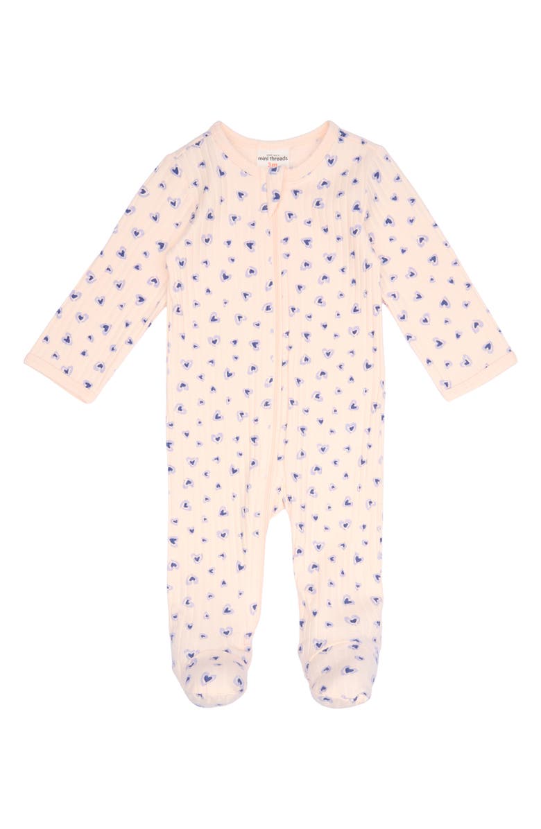 Petit Lem’s Mini Threads 2-Pack Assorted Zip Footies, Alternate, color, Light Purple Hearts