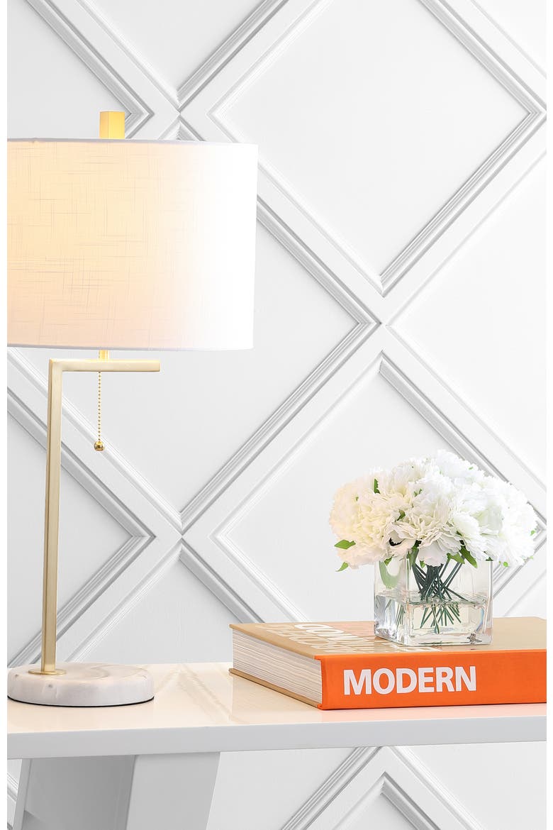 Alyssa 24.5" Metal/Marble LED Table Lamp, Brass Gold/White, Alternate, color, Brass gold/white
