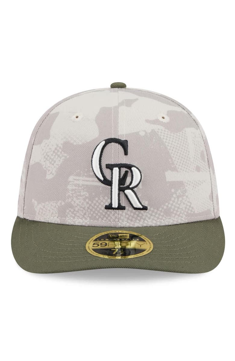 New Era Men's New Era Light Beige/Olive Colorado Rockies 2025 Armed Forces Day Low Profile 59FIFTY Fitted Hat, Alternate, color, Light Beige