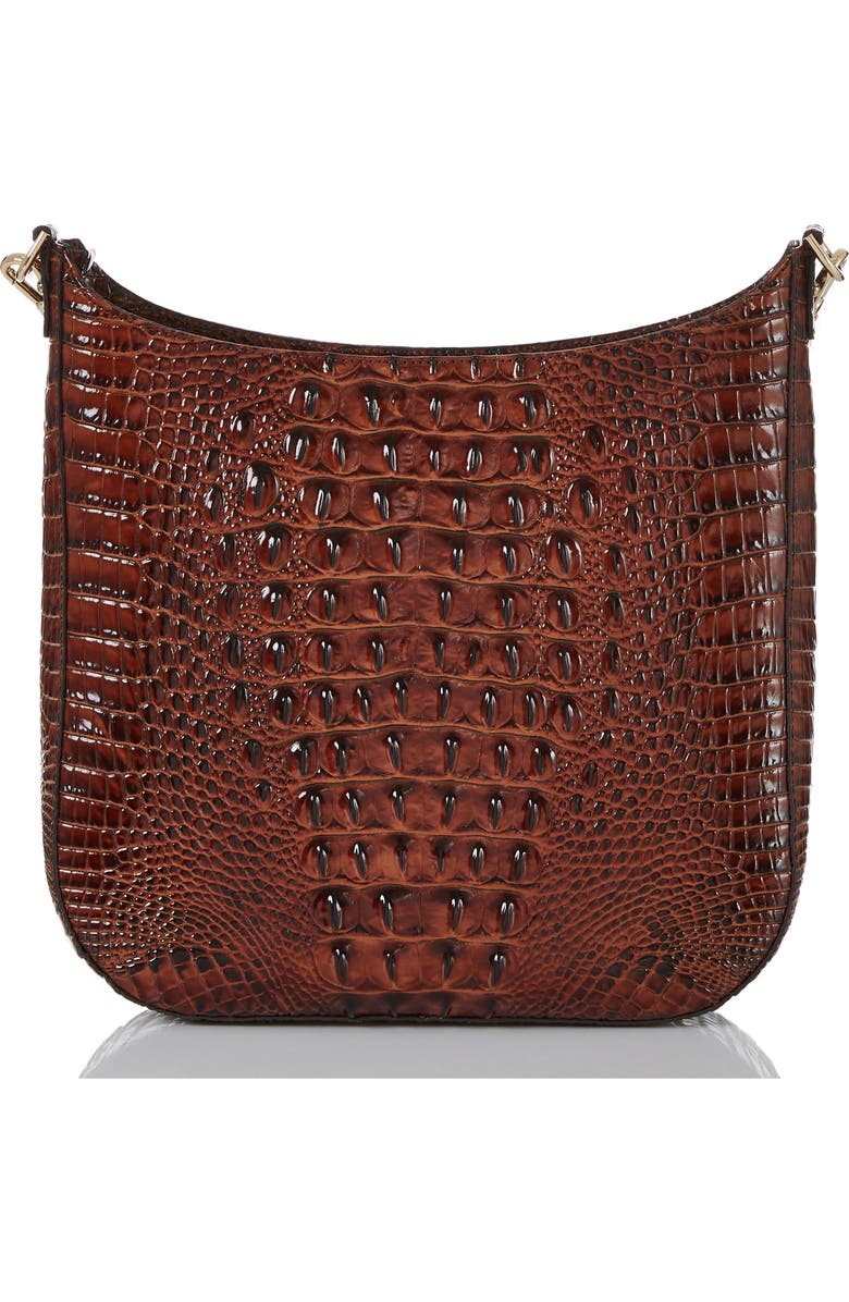 Brahmin Leia Croc Embossed Leather Crossbody Bag, Alternate, color, Pecan