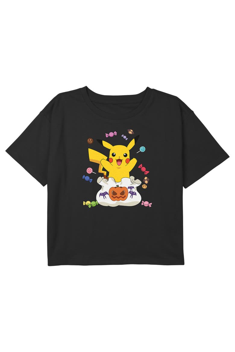 Girl's Pokemon Halloween Pikachu Candy Bag  Graphic T-Shirt, Main, color, Black