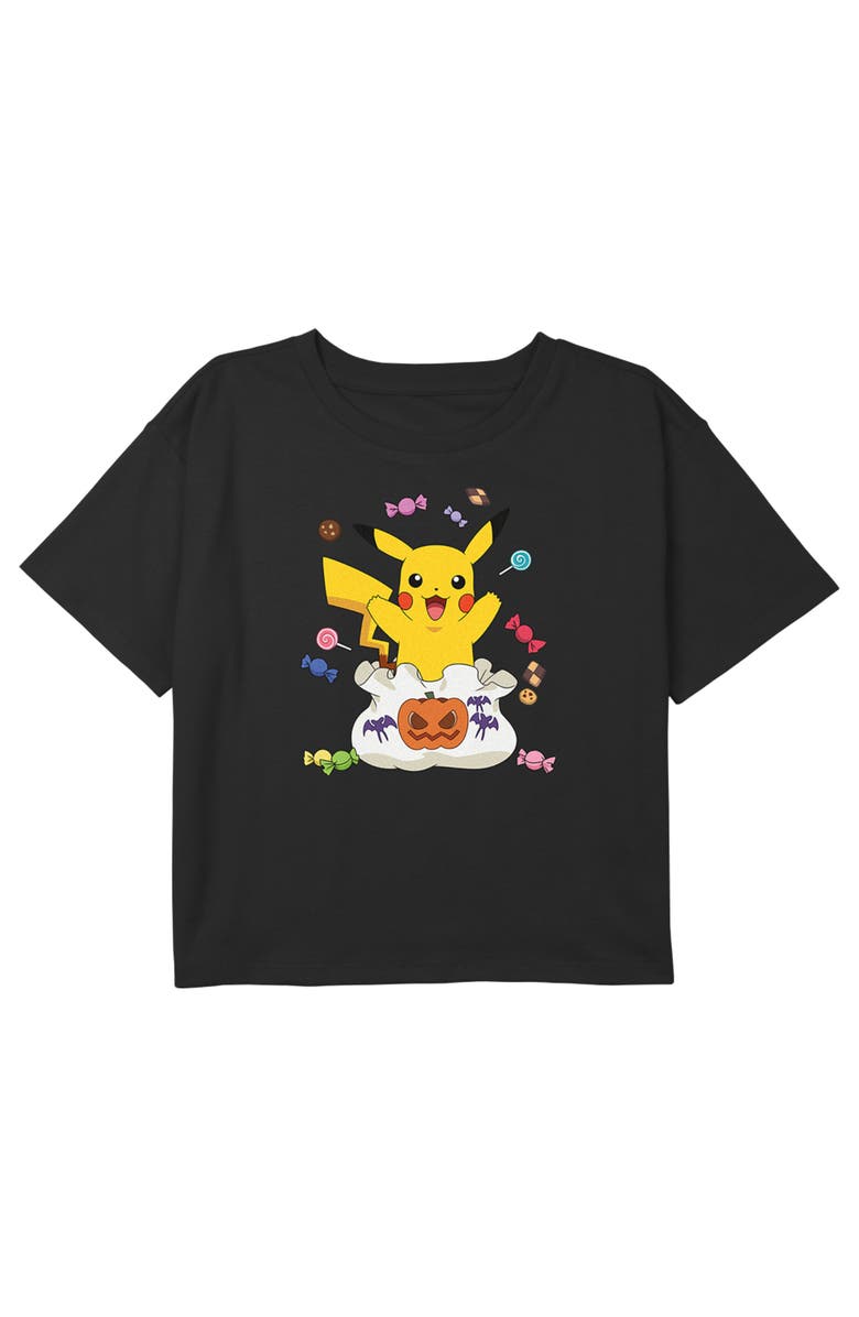 POKEMON Girl's Pokemon Halloween Pikachu Candy Bag  Graphic T-Shirt, Main, color, Black