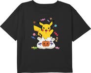 POKEMON Girl's Pokemon Halloween Pikachu Candy Bag Graphic T-Shirt