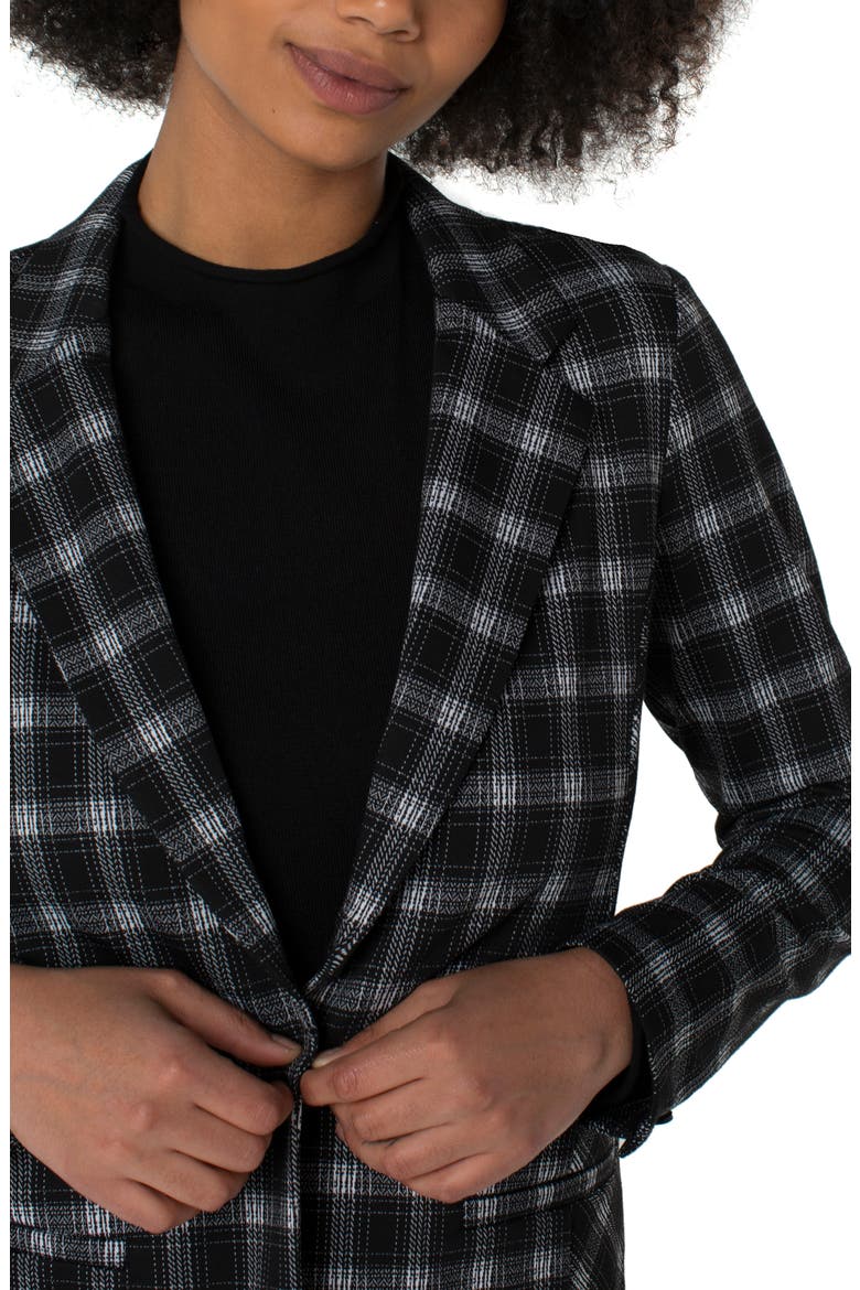 Plaid Fitted Blazer, Alternate, color, BLACK/ WHITE